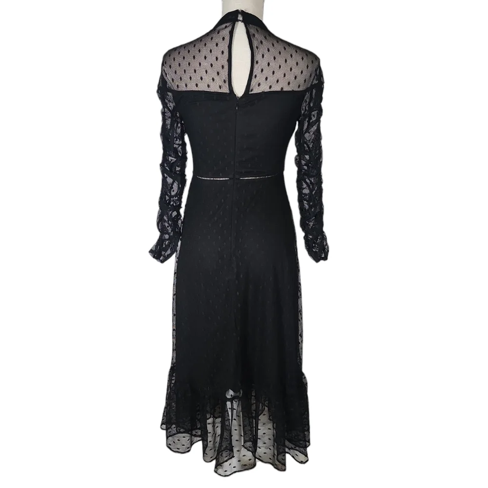 Vintage Betsey Johnson Black Lace Sheer Midi Formal Dress - Picture 3 of 10